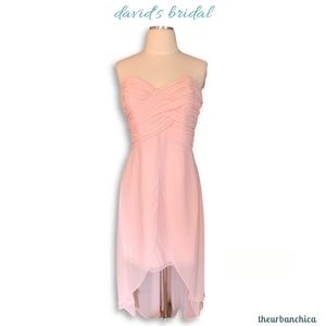 DAVID'S BRIDAL Chiffon High Low Strapless Dress
